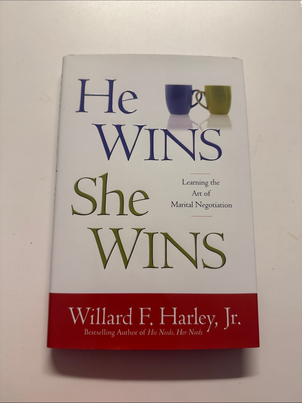 He Wins, She Wins Back Cover — White with Blue & Green Accent